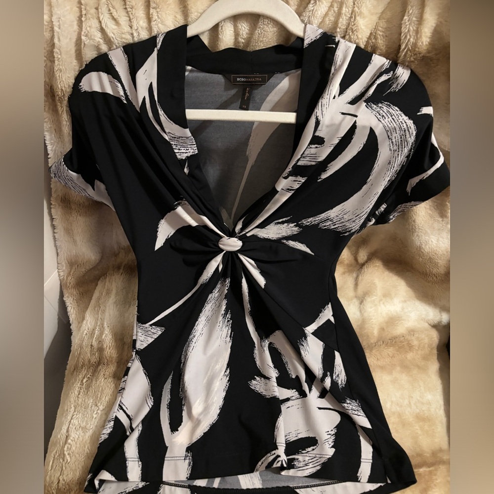 BCBG black-and-white blouse